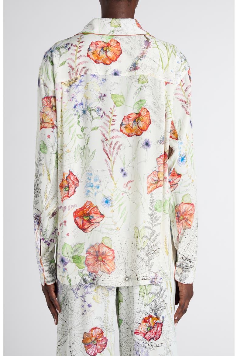 Meadow Floral Piped Pajama Shirt, Alternate, color, WHITE
