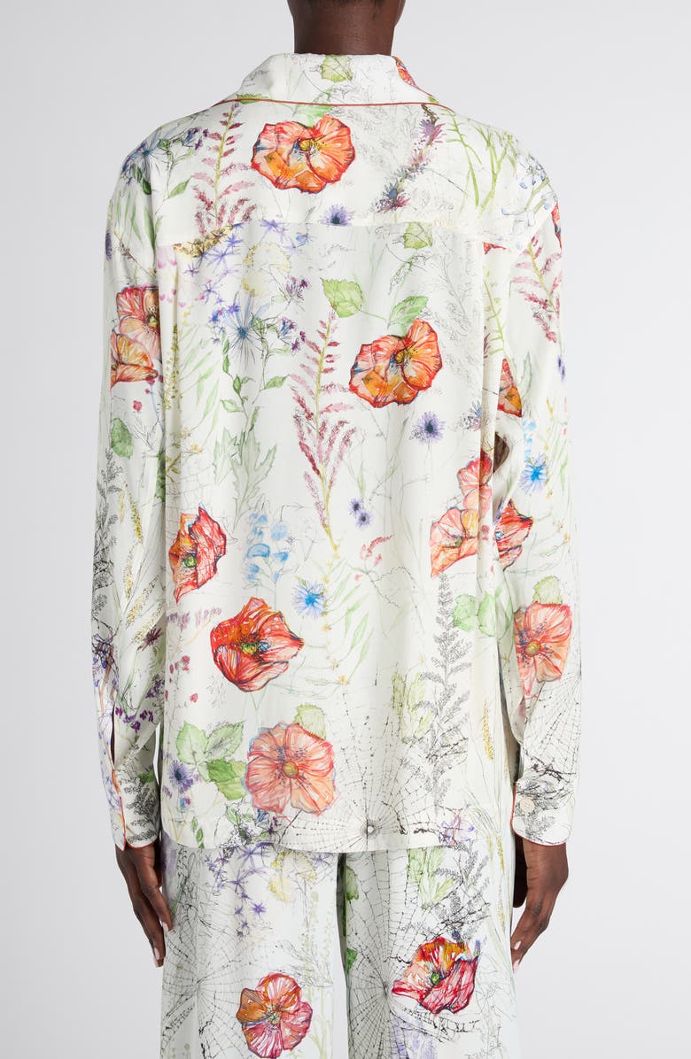 McQueen Meadow Floral Piped Pajama Shirt, Alternate, color, White