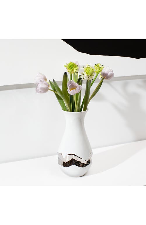Anna New York Talianna Oro Vase In White And Silver