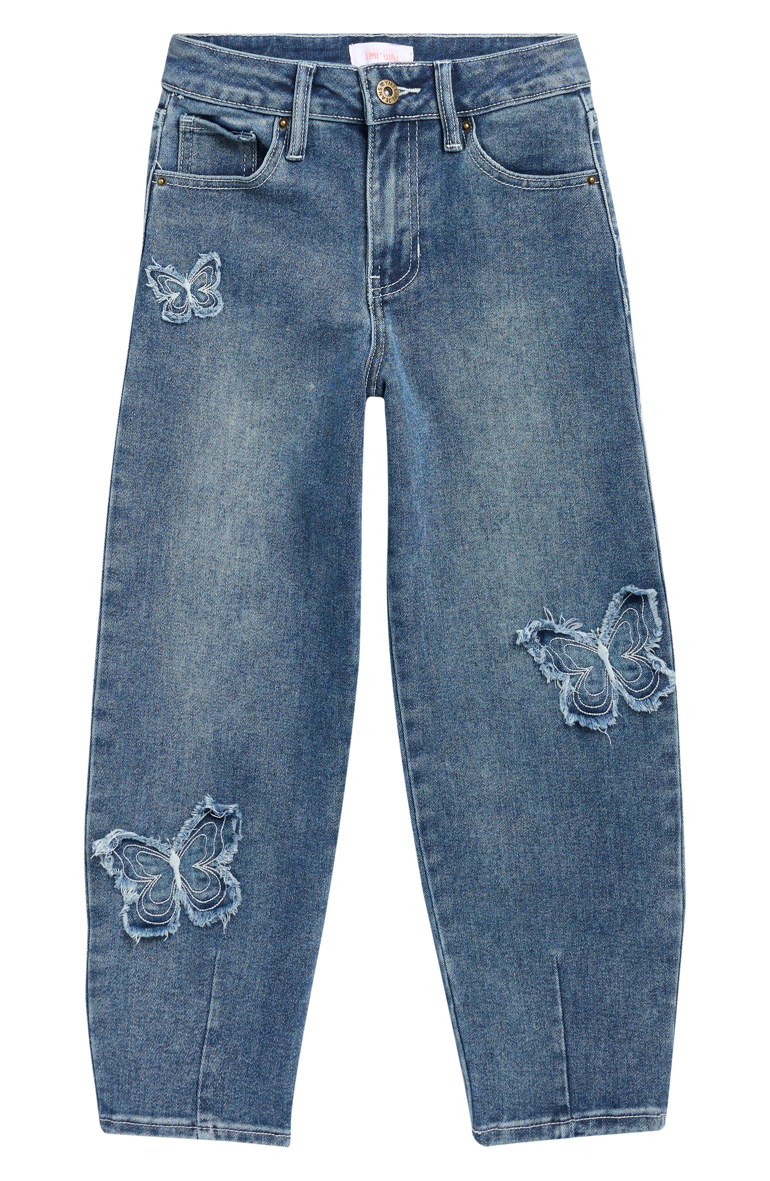 YMI Kids' Heart Patch Barrel Leg Jeans