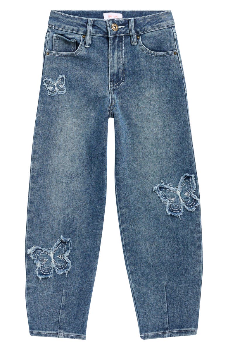 YMI Kids' Heart Patch Barrel Leg Jeans, Main, color, Light Blue