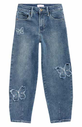 Kids' Heart Patch Barrel Leg Jeans