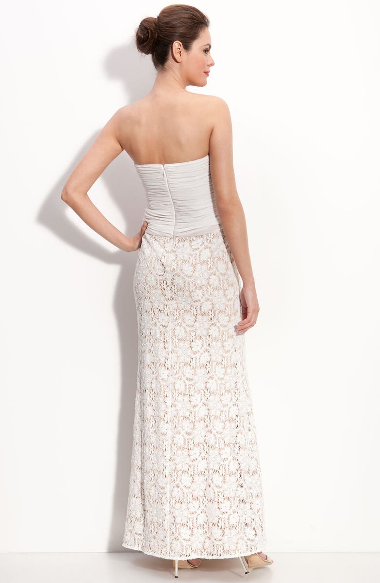 JS Collections Chiffon & Lace Strapless Gown, Alternate, color, 