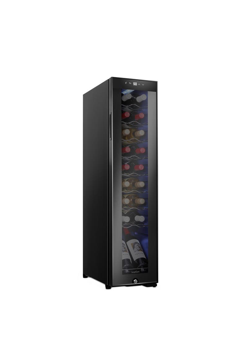 18 Bottle Compressor Wine Refrigerator, Large Freestanding Wine Cooler with Lock, Main, color, Black