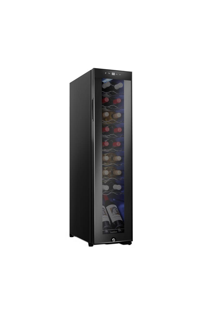 Ivation 18 Bottle Compressor Wine Refrigerator, Large Freestanding Wine Cooler with Lock, Main, color, Black
