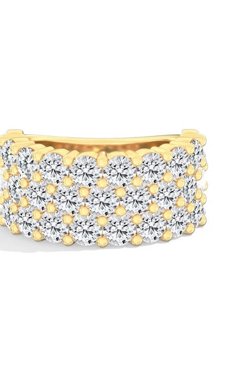 Jumbo Three Row Half Cigar Band Lab Diamond Ring in 14K Gold