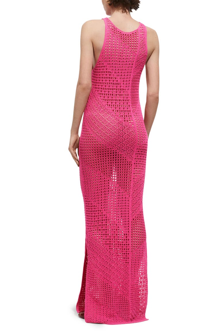 Open Stitch Maxi Cover-Up Dress, Alternate, color, FUCHSIA