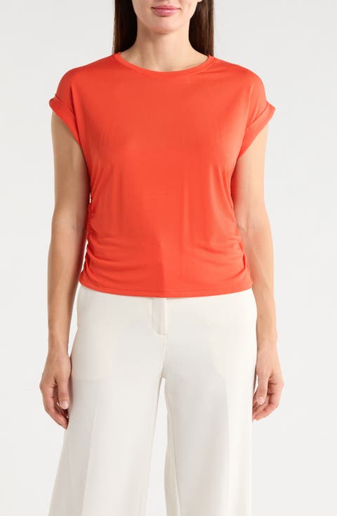 Cuffed Short Sleeve Ruched T-Shirt