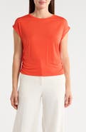 T Tahari Cuffed Short Sleeve Ruched T-Shirt