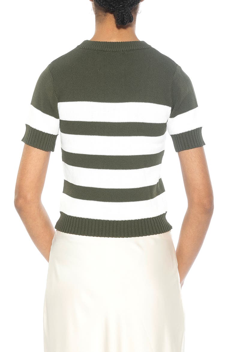 Pat Stripe Short Sleeve Sweater Top, Alternate, color, SAGE