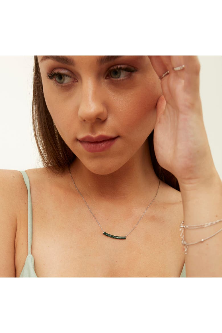 Sterling Silver Concave Bar Necklace - Green, Alternate, color, Silver