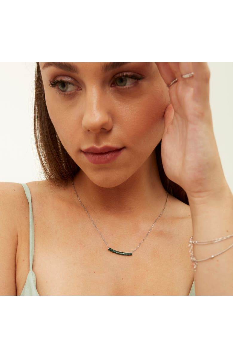 Spero London Sterling Silver Concave Bar Necklace - Green, Alternate, color, Silver