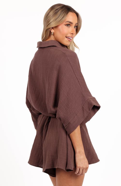 Petal And Pup Petal & Pup Jemmy Tie Waist Cotton Gauze Romper In Brown