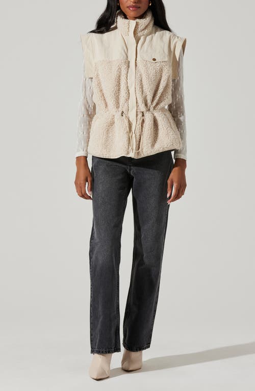 Astr The Label Ivania Fleece Trim Vest In Neutral