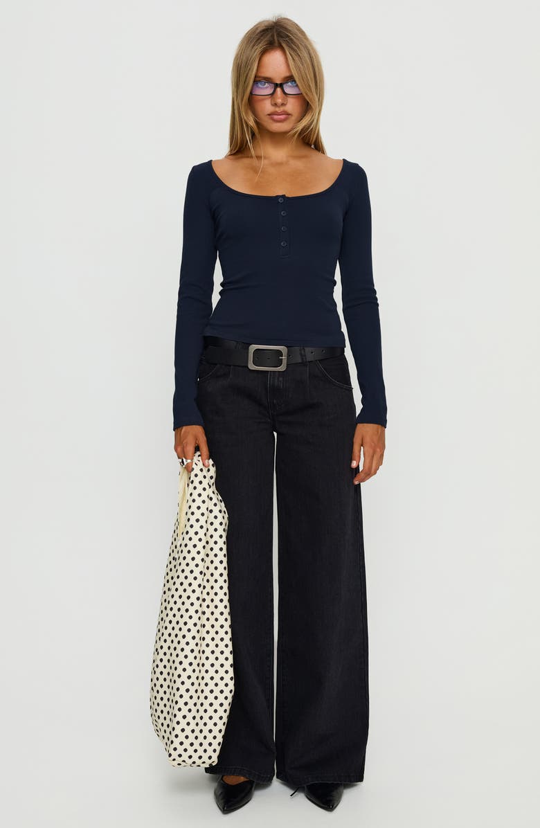 Princess Polly Supercut Low Rise Pleated Wide Leg Jeans, Alternate, color, 