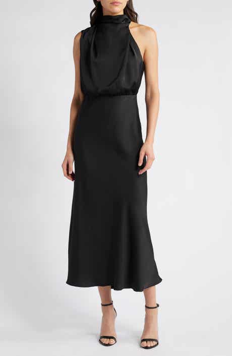 Lulus Distinctive Charm Asymmetric Satin Cocktail Dress