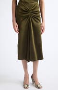 Victoria Beckham Bela Ruched Midi Skirt