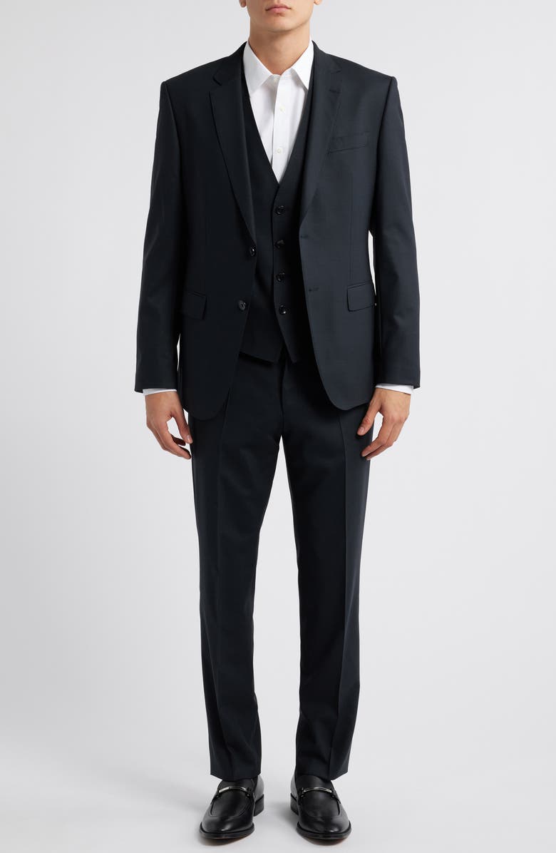 BOSS Huge Black Stretch Wool Blend Suit, Main, color, 