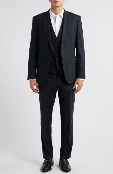 Huge Black Stretch Wool Blend Suit