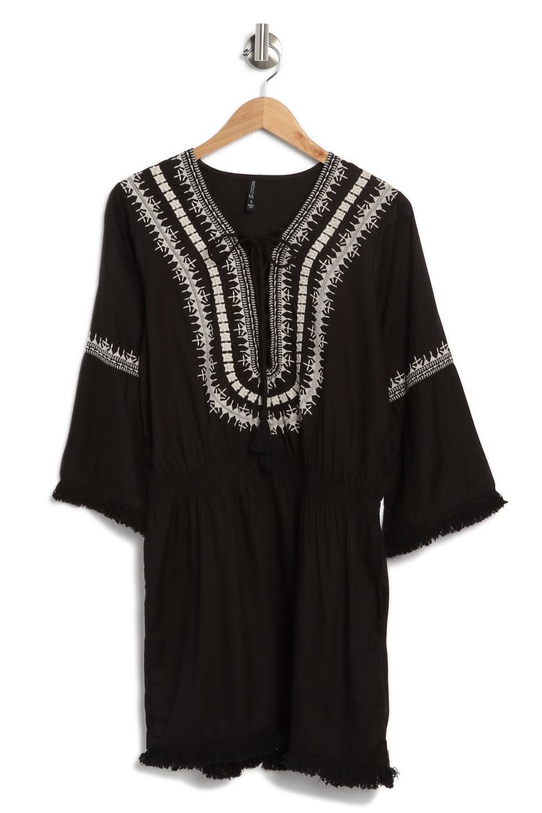 Embroidered Cover-Up Dress, Alternate, color, BLACK