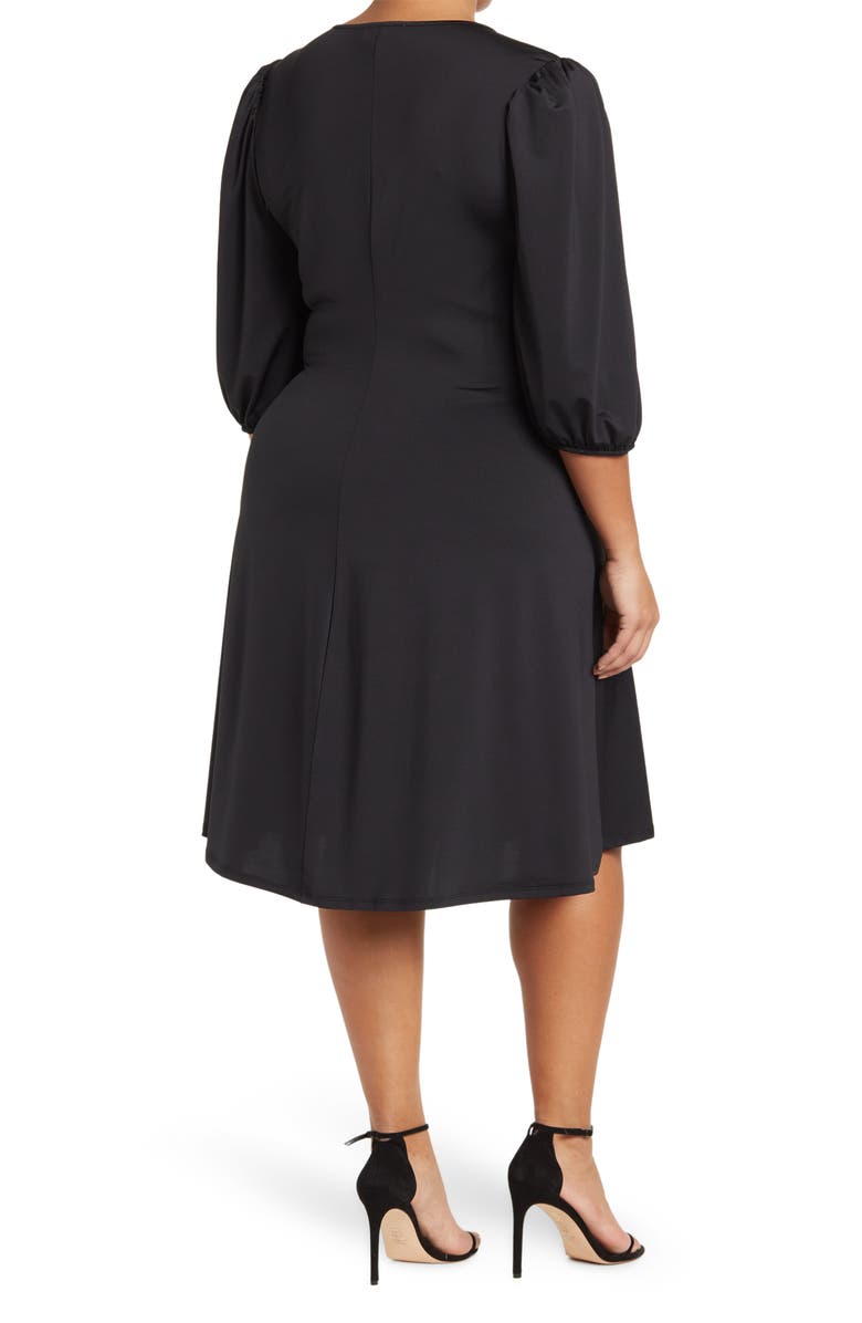 BY DESIGN Amelia Side Ruched Surplice Dress, Alternate, color, Black