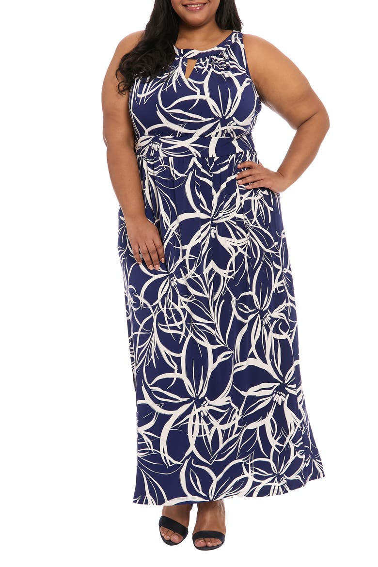 Jersey Maxi Dress, Main, color, NAVY WHITE