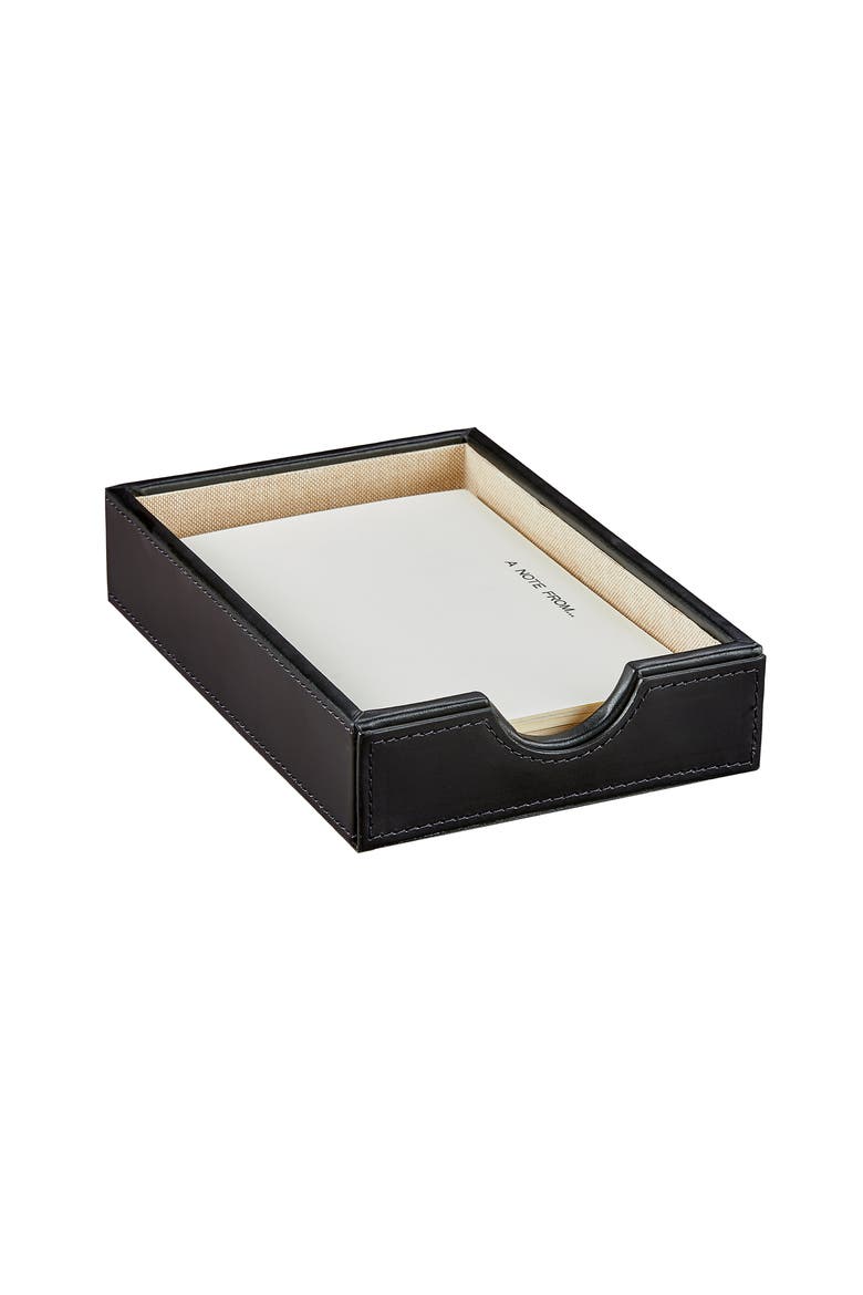 Classic Leather Memo Tray, Main, color, BLACK/IVORY