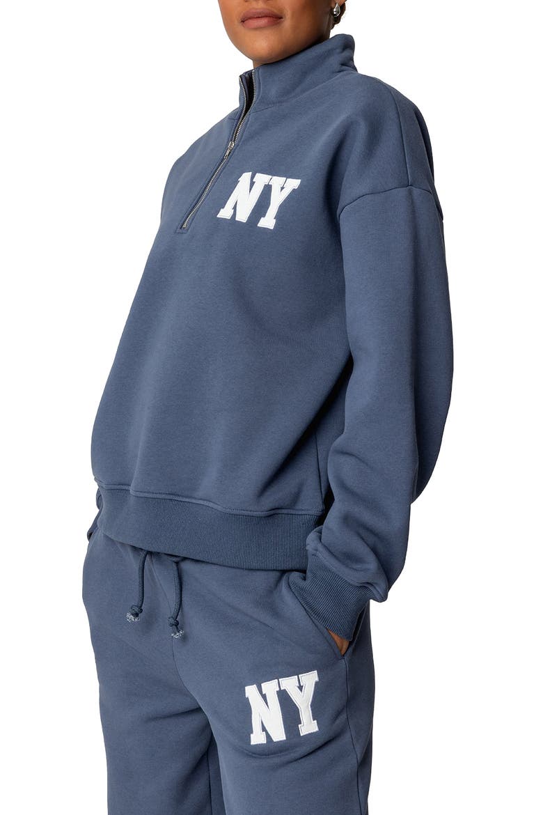 NY Quarter Zip Sweatshirt, Alternate, color, BLUE