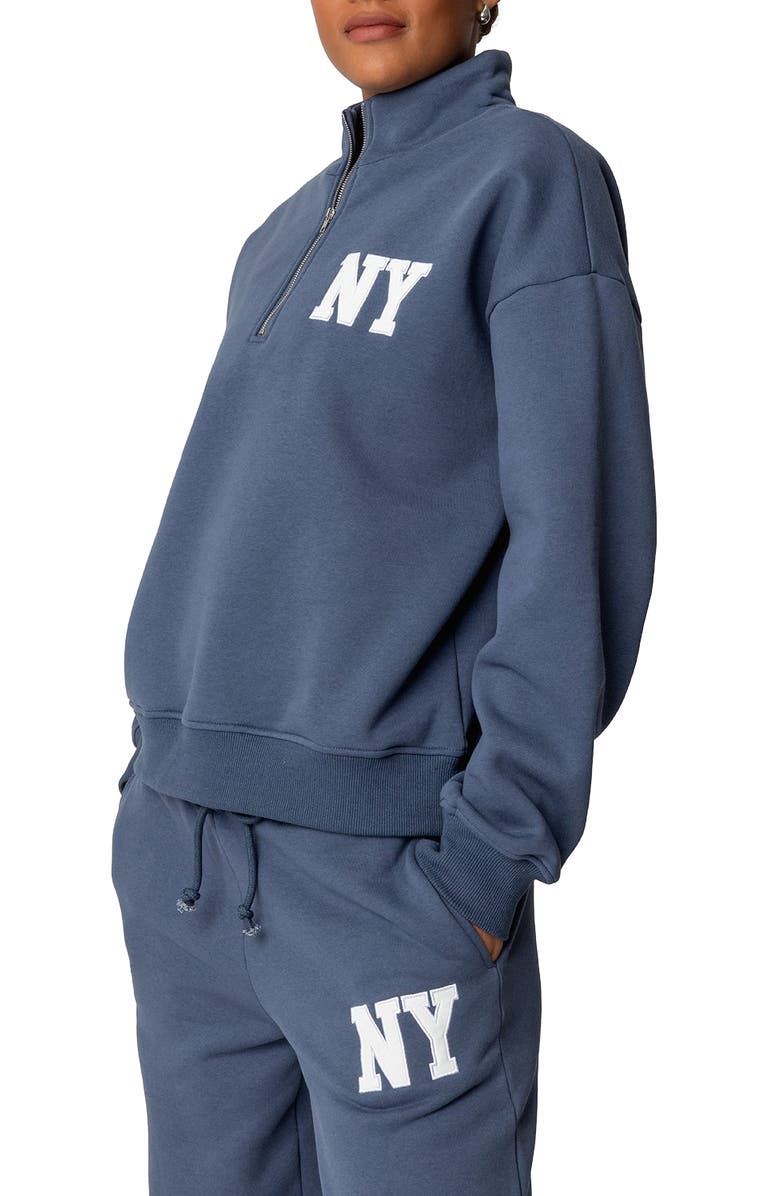 EDIKTED NY Quarter Zip Sweatshirt, Alternate, color, Blue