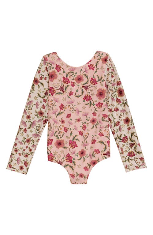 Agua Bendita Kids' Honey Aura Long Sleeve One-piece Rashguard Swimsuit In Neutral