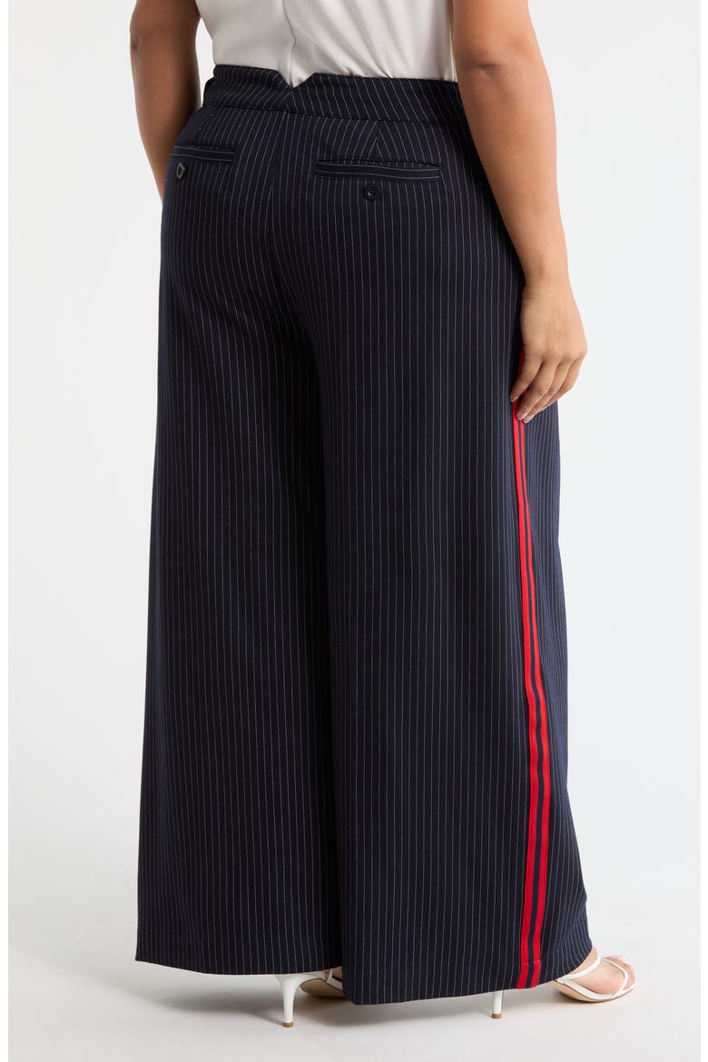 Pinstripe Front Pleat Wide Leg Pants, Alternate, color, DEEP MIDNITE STRIPE