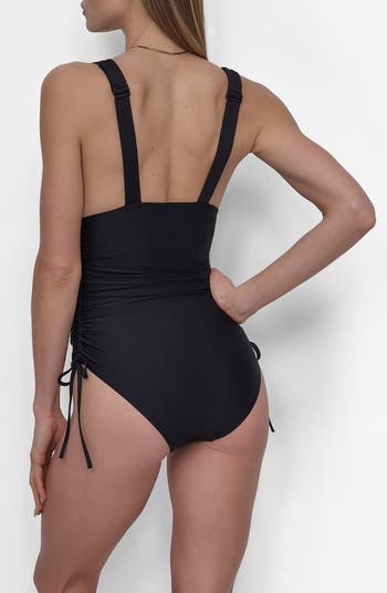 Plunge Neck Side Ruched One-Piece Swimsuit
