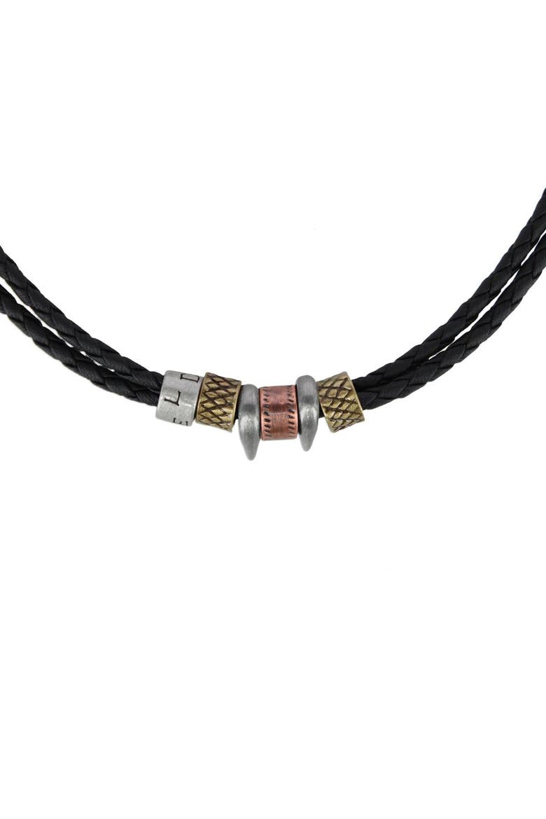 Nasher Vegan Leather Beaded Necklace, Alternate, color, Black