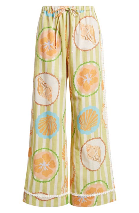 Fiorella Print Linen & Cotton Pants