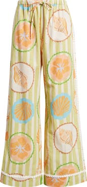 A.REN Fiorella Print Linen & Cotton Pants