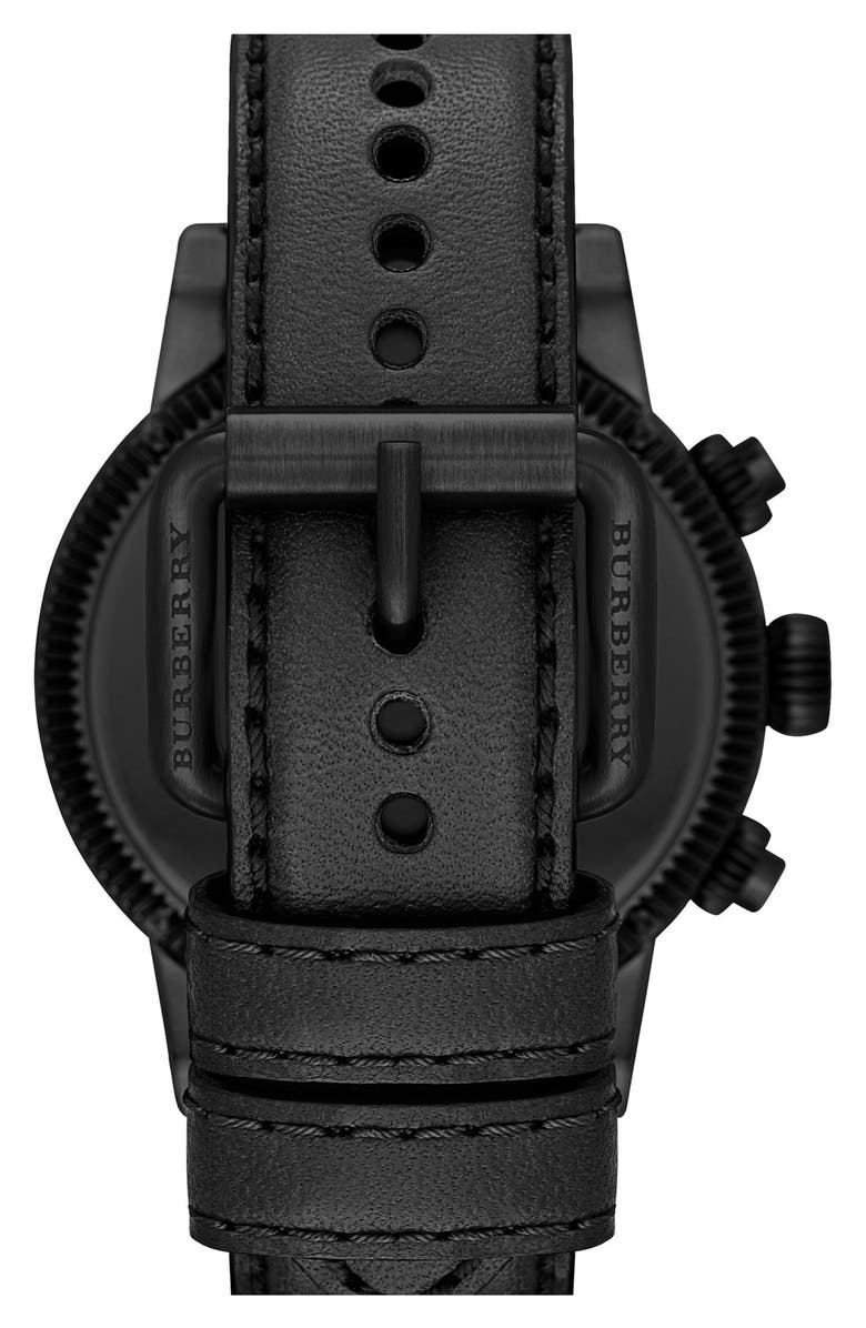 Burberry Round Leather Strap Watch, 42mm, Alternate, color, 