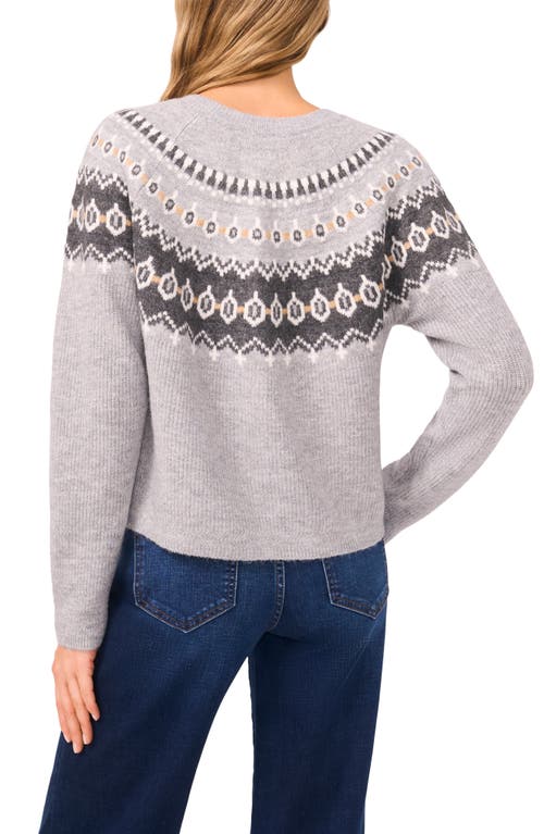Cece Fair Isle Cardigan In Gray