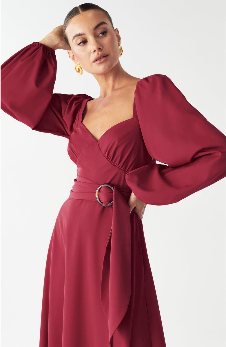 WILLA Knoll Midi Dress, Alternate, color, Sangria