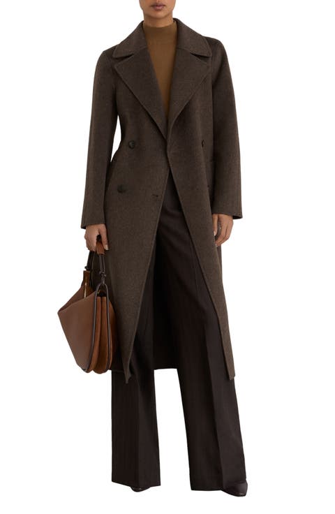 Rene Double Breasted Wool Blend Coat with Cashmere