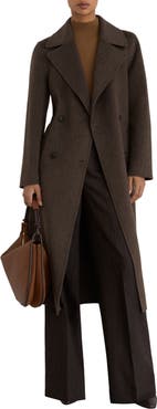 Reiss Rene Double Breasted Wool Blend Coat with Cashmere