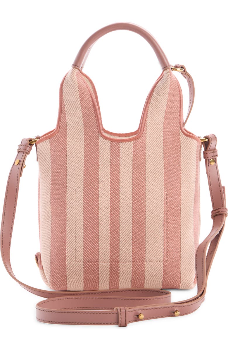 Chloé Mini Stripy Jacquard Stripe Crossbody Tote, Alternate, color, Nougat