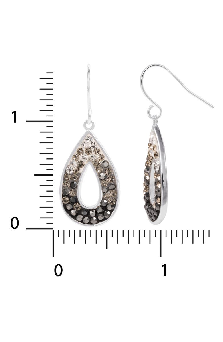 CRYSTALOGY Silver Plated Black And White Ombre Crystal Teardrop Earrings, Alternate, color, Silver