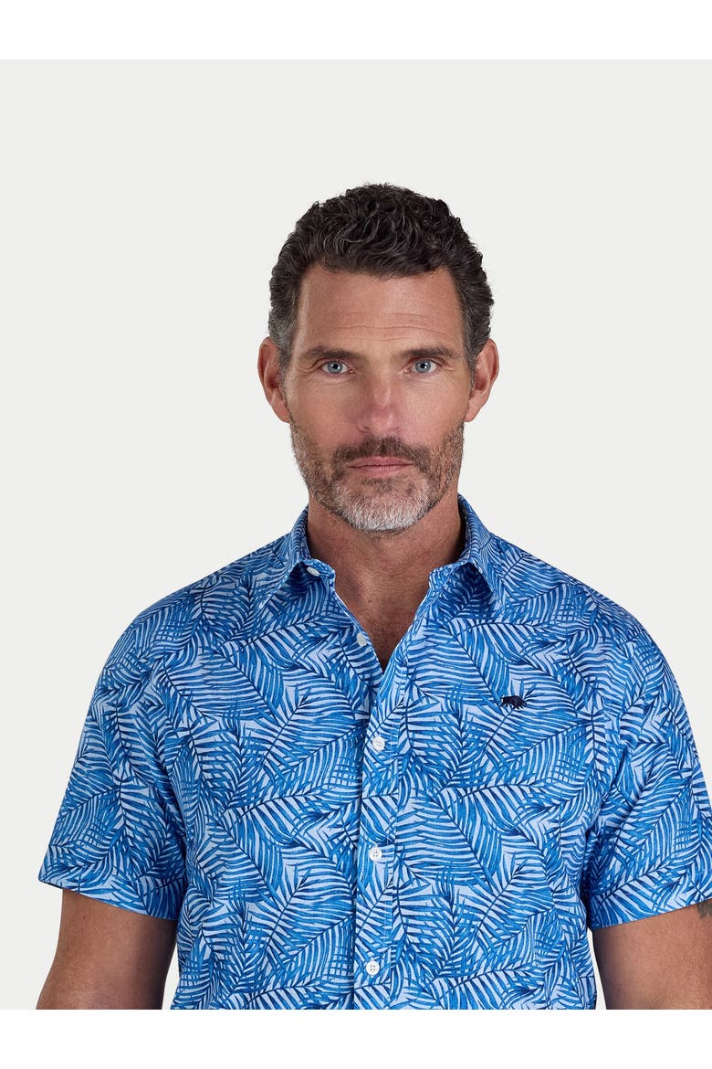 Bali Short Sleeve Linen Blend Shirt, Alternate, color, Sky Blue