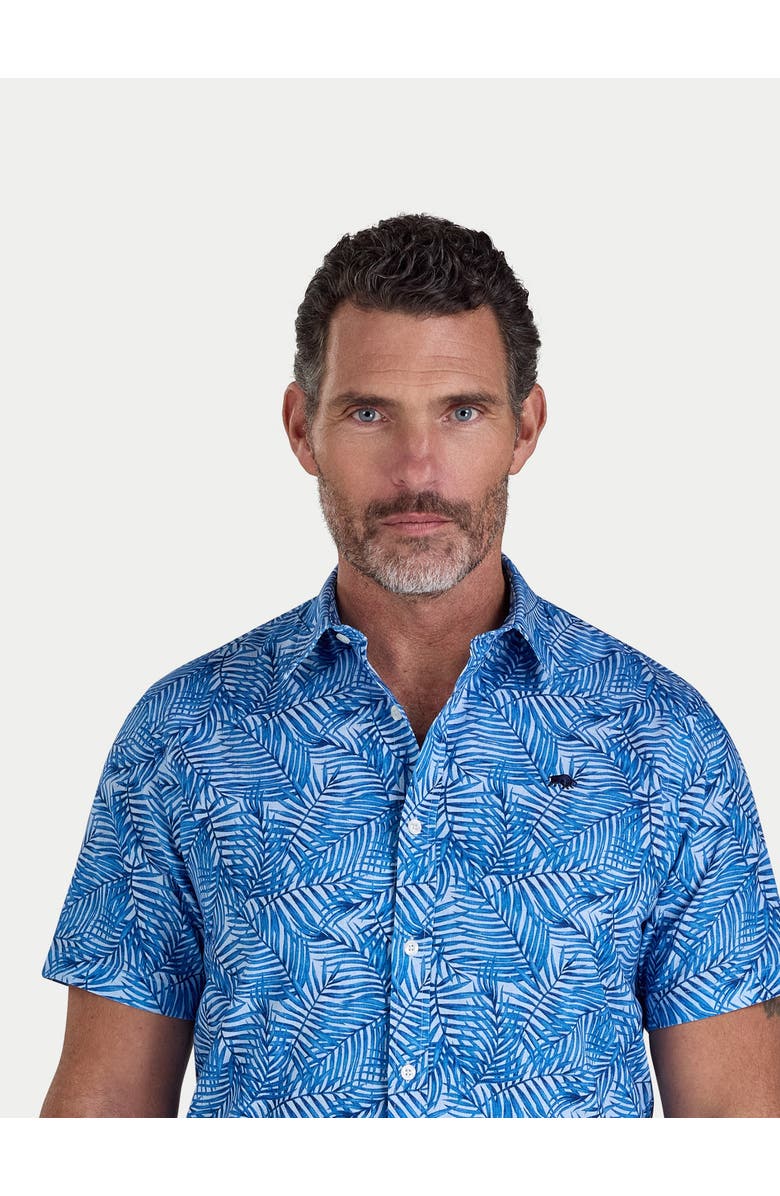Raging Bull Bali Short Sleeve Linen Blend Shirt, Alternate, color, Sky Blue