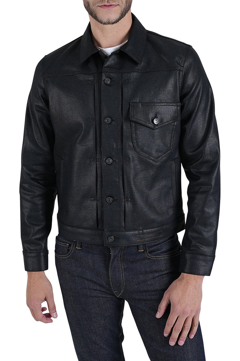 The Black Coated Denim Jacket, Main, color, BLACK RAW