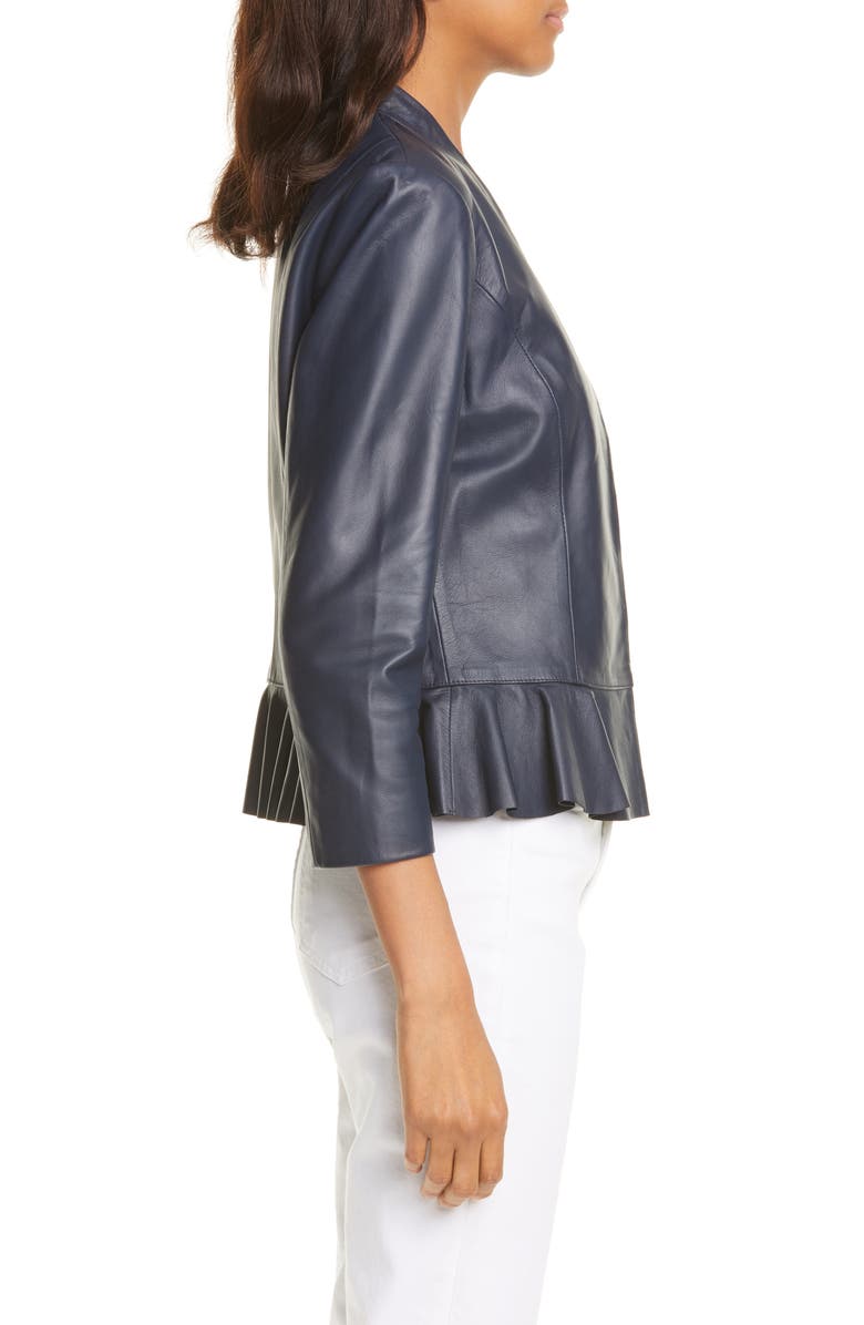 Ted Baker London Febbe Peplum Leather Jacket, Alternate, color, 
