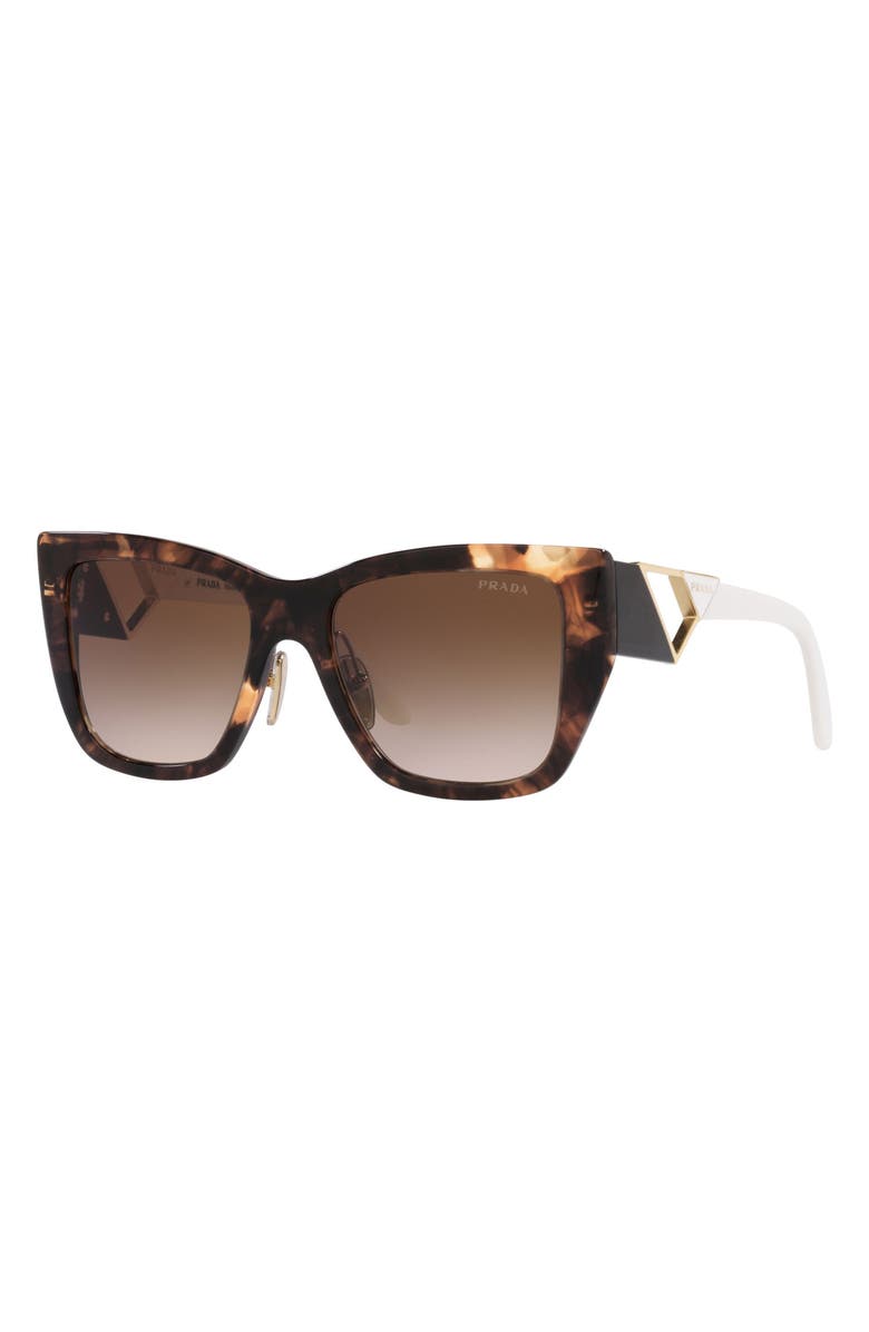 Prada 54mm Geometric Sunglasses, Alternate, color, Brown Tortoise