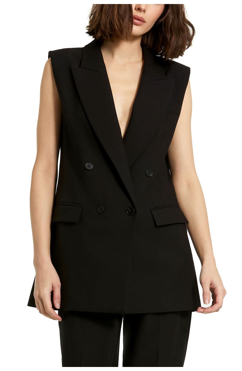 Mac Duggal Tailored Crepe Sleeveless Blazer Vest, Main, color,