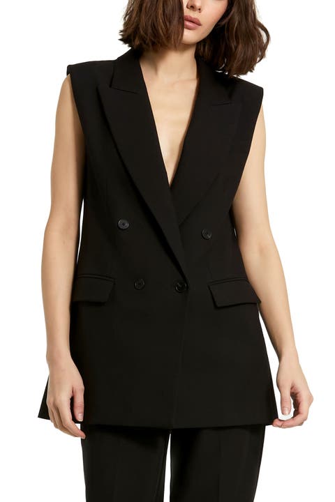 Tailored Crepe Sleeveless Blazer Vest