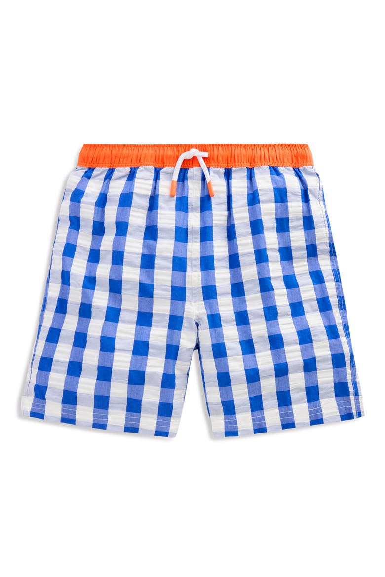 Kids' Print Swim Trunks, Main, color, BLUE GINGHAM